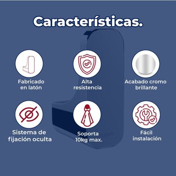 Gancho Sencillo Cromo Linea Quadratta Proyecta QA-06