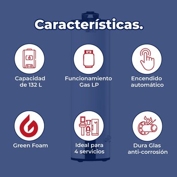 Calentador de Depósito Calorex Maximus 132 L Gas LP