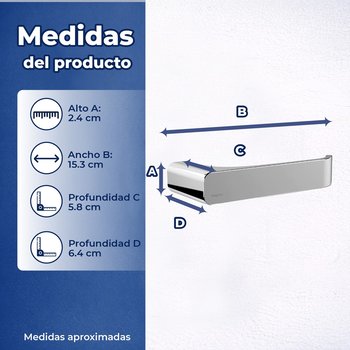 Porta papel Higiénico Acero de Cromo Linea Quadratta Proyecta