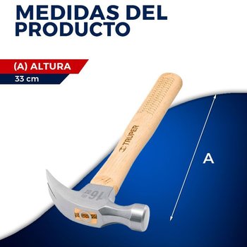 Martillo Pulido Uña Curva Truper 16 oz