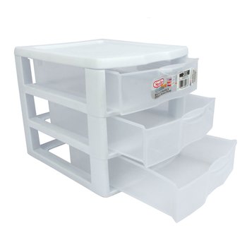 Cajonera Plástica Pequeña 3 Cajones 21X18X17cm Transparente