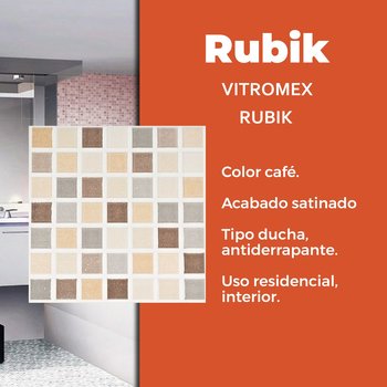 Piso Antiderrapante Rubik Café Vitromex 20x20 cm