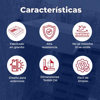Lavadero Granito Mediano 74 × 69 cm Ideal para el Hogar