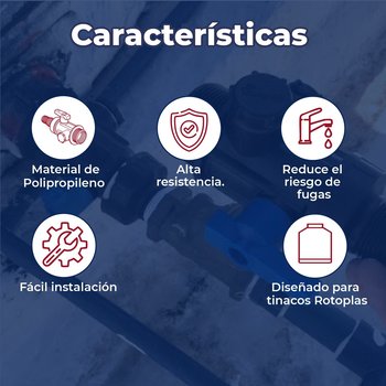 Multiconector Para Tinaco Válvula Unión 38 mm Rotoplas