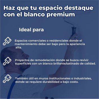 Pintura Vinil Acrilica Satinada Platinum Extra White 19 L