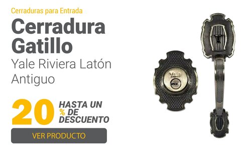 Cerradura Entrada Gatillo Yale Riviera Latón Antiguo