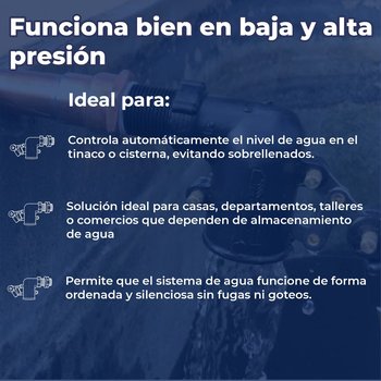 Válvula Tinaco Llenado Plástico Alta Resistencia 019 mm Rotoplas