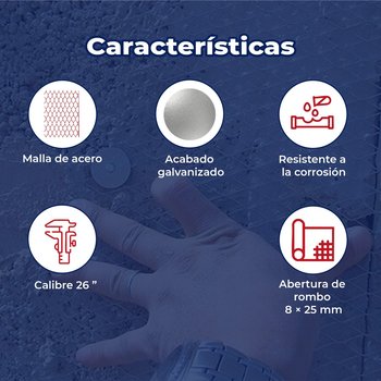 Malla Plafón 600 Abertura 8 x 25 mm 0.91 x 22 ml Cal 26