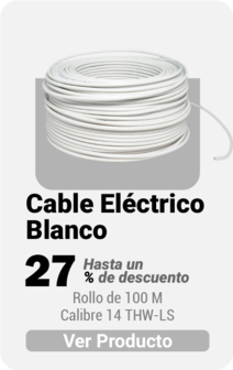 Cable Eléctrico Blanco Rollo de 100 M Calibre 14 THW-LS
