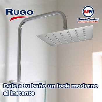 Regadera Delgada Cuadrada 4” X 4” sin brazo Rugo Acabado Espejo