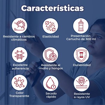 Silicón Transparente 100% marca Presto 300 mL