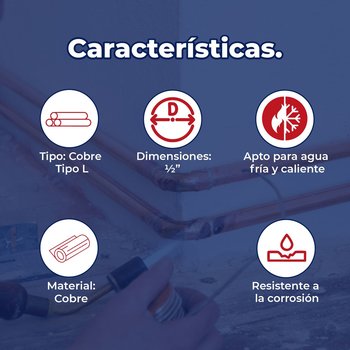 Tubo de Cobre Iusa tipo L ½ pulgada 6.10 m