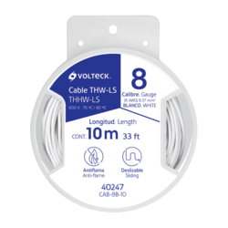 Cable Eléctrico THHW-LS Calibre 8 AWG Blanco 10 m