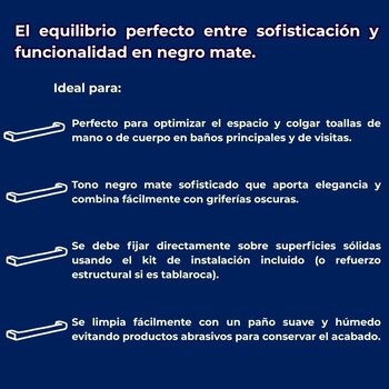 Toallero de Barra Proyecta Ébano Linea Quadratta QA-05-EB