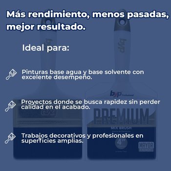 Brocha Premium de Cerda Natural y Poliéster BYP 4” Pulgadas