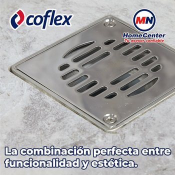 Coladera Cuadrada de Abs con Rejilla de Acero Inoxidable Coflex