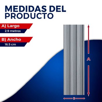 Panel Lambrin para Pared WPC Interior Gris 16.5X290X2.2 CM