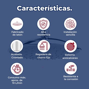 Regadera Redonda 7" de Chorro Fijo Plato Ancho Helvex H-3004