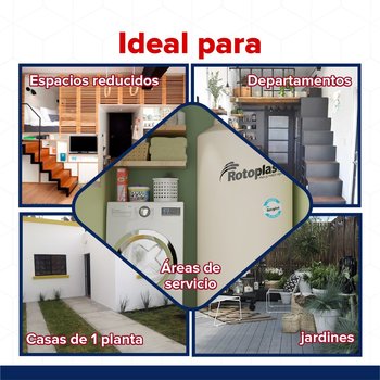 Tinaco vertical beige 500 lts c/herrajes y filtro 0.68x0.68x1.53