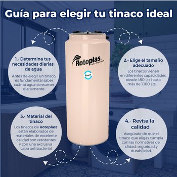 Tinaco vertical beige 500 lts c/herrajes y filtro 0.68x0.68x1.53