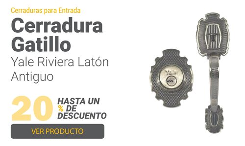 Cerradura Entrada Gatillo Yale Riviera Latón Antiguo