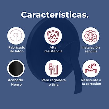 Llave Monomando Para Regadera de Empotrar Rugo Acabado Negro