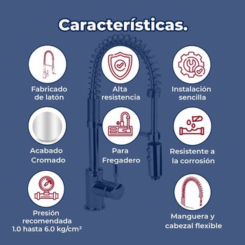 Monomando para Fregadero Helvex Salida Flexible E-305