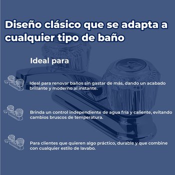 Llave Mezcladora para Lavabo 4” cierre de compresión Rugo