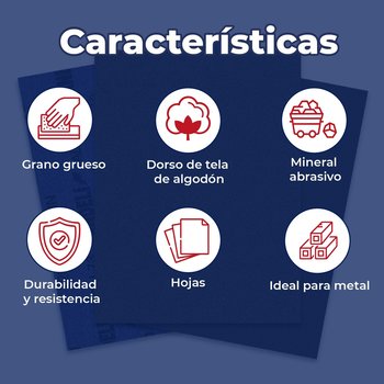 Lija de Esmeril Grano Grueso 50 Fandelli J-73 9x11Pulgadas