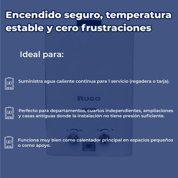 Calentador paso 6 L Rugo blanco baja presión Gas Natural