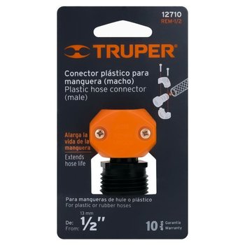 Conector Macho Plástico Truper ½ pulg REM1/2