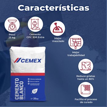 Cemento Blanco Cemex 25 kg