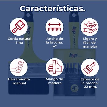 Brocha Byp de cerda natural La Buena 4” pulgadas