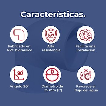 Codo PVC Hidráulico Cedula 40 90 x 25 mm