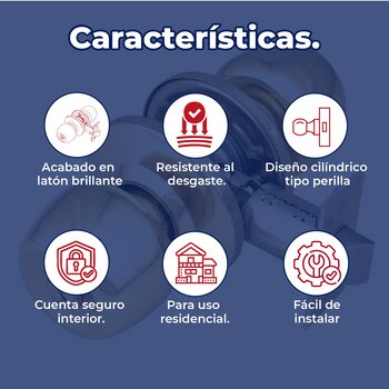 Cerradura Baño Phillips Brandy Wine Latón Brillante