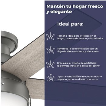 Ventilador Anslee LP Plata mate 46 pulg Hunter