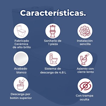 Sanitario WC One Piece Blanco Capri Plus Ecológico 4.8 L Helvex