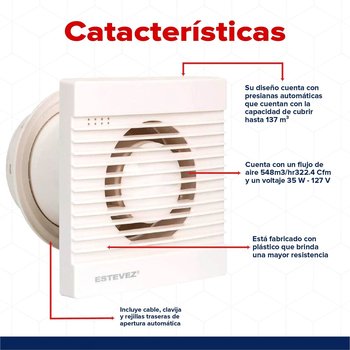 Extractor para baño/cocina Estévez Ultra Delgado 6 pulg Blanco