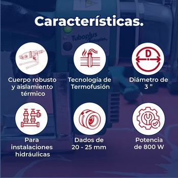 Termofusor Tuboplus de hasta 63 mm con dados 20/25 mm 800 W
