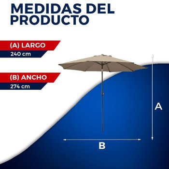 Sombrilla Jardín Con Manivela Acero Taupe