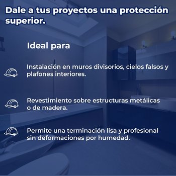 Panel Yeso Resistente a Humedad 1/2 pulg 1.22 x 2.44 m