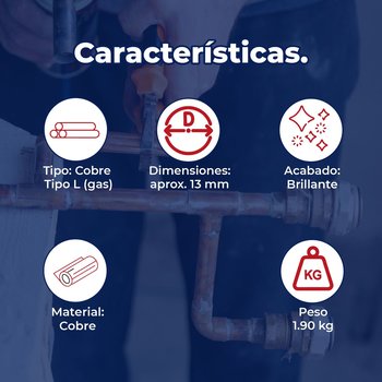 Tubo de Cobre tipo L ½ pulg 6.10 m