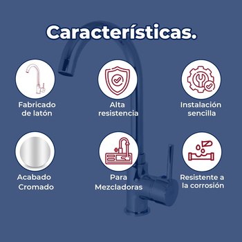 MEZCLADORA MONOMANDO P/FREGADERO ACABADO CROMO