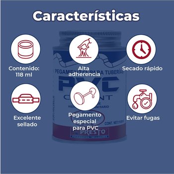 Pegamento PVC Presto 118 ml 1/8 l