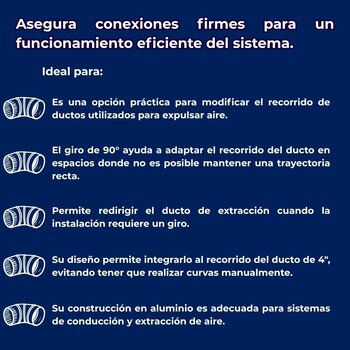 Codo Aluminio 4 x 90 grados Secadora Extractor Coflex