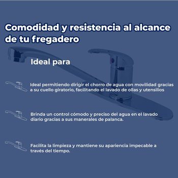 Llave Mezcladora Monomando Para Fregadero 8" Con Cubierta Rugo