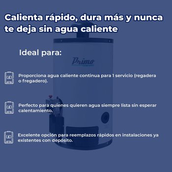 Calentador Depósito Automático 38 L Iusa Primo Gas LP 1 Servicio