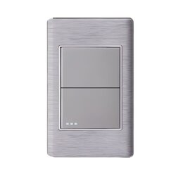 Placa Con 2 Apagadores Sencillos Color Plata Luxica