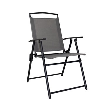 Silla jardin Textilene plegable color gris con descanzabrazos