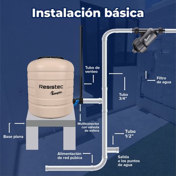 Tinaco multicapa beige resistec rotoplas 1100 LTS 1.16X1.25